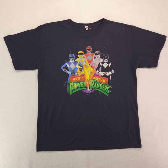 Mighty Morphin Power Rangers Casual Graphic Pullover T Shirt Mens Size L Navy - Picture 2 of 9